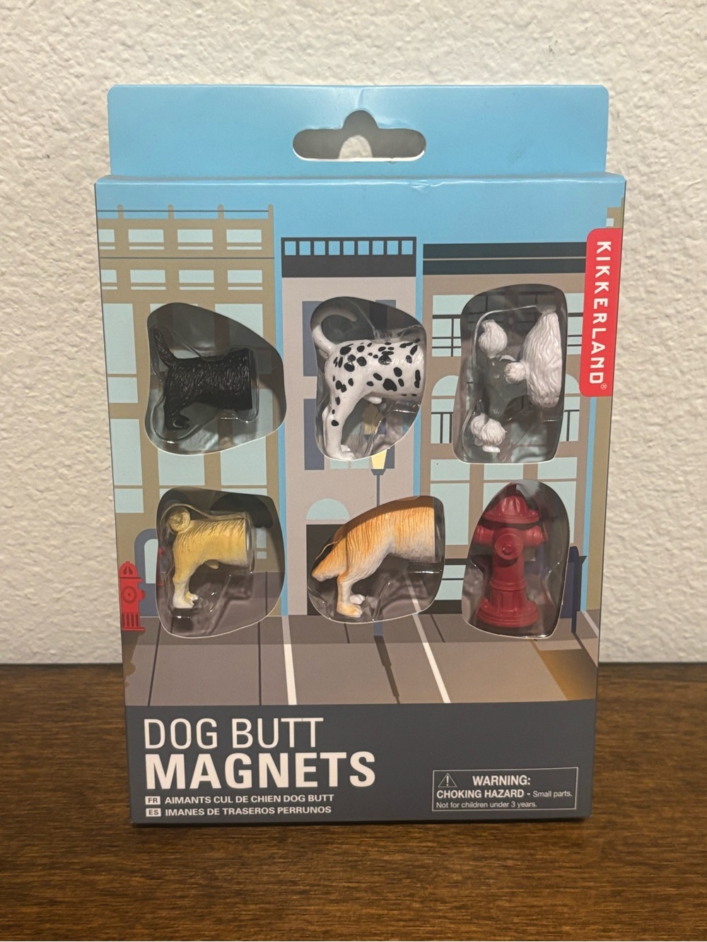 Kikkerland Dog Butt Magnets - Black, White, Tan & Red